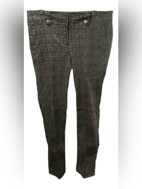 89th & Madison Women's Black &‎ Tan Retro Abstract Grid Stripe Print Pants SZ 10